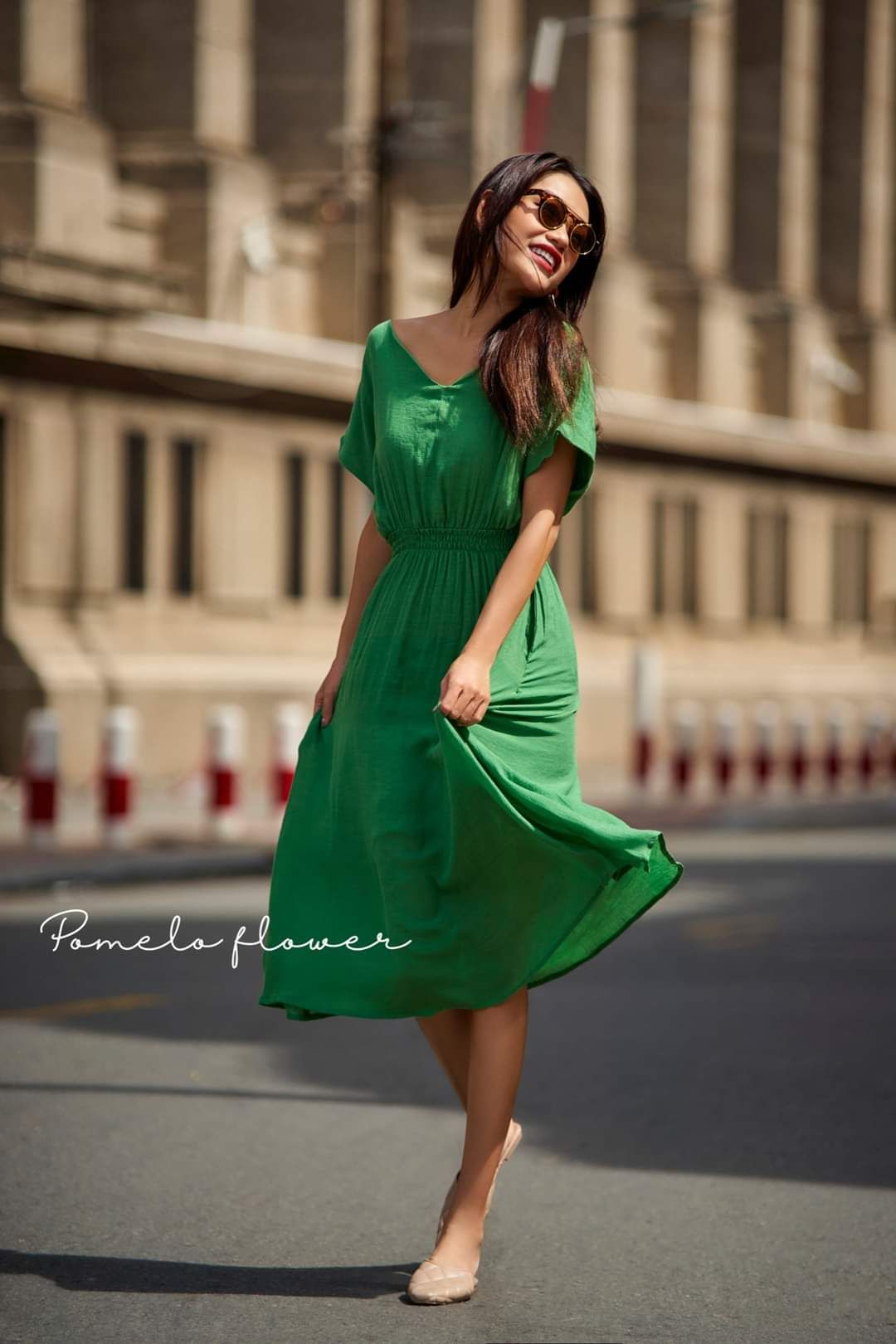 Laila Dress- Đầm maxi cánh dơi , nhấn eo PO01