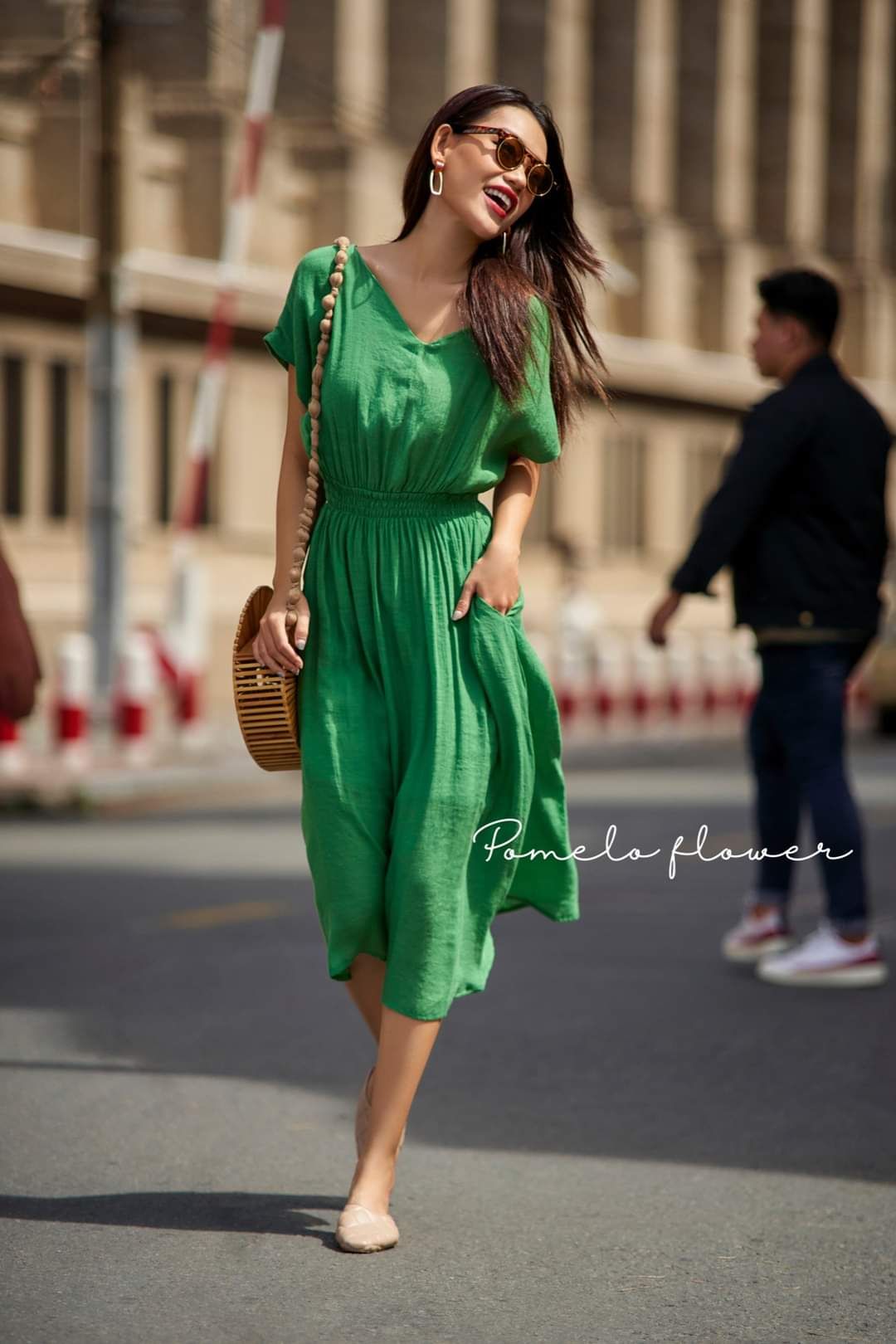 Laila Dress- Đầm maxi cánh dơi , nhấn eo PO01
