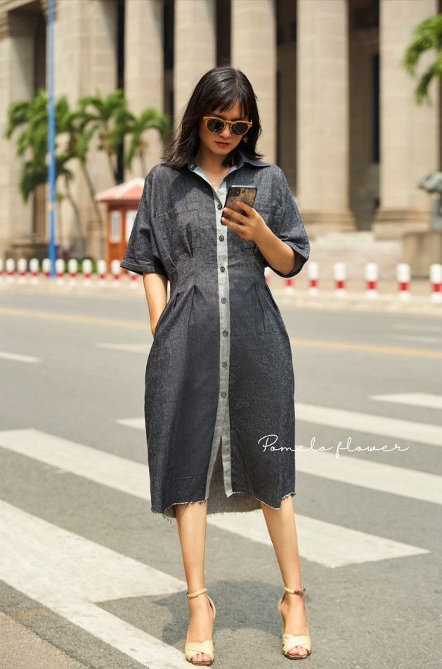 Jasmine Dress - Đầm sơ mi nhấn eo có túi D570