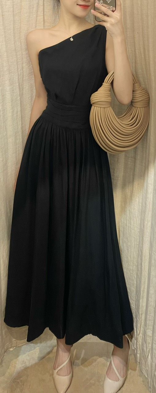 Lalyn Dress - Đầm Lệch Vai Nhấn Eo L31