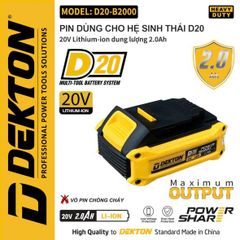 Pin DEKTON 20V 2.0Ah D20-B2000 (Chân pin Dewalt)