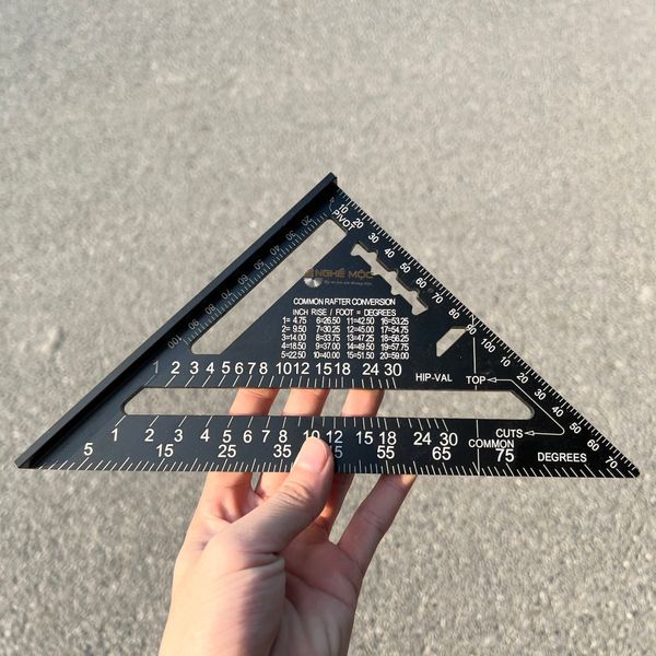 Thước ke nhôm đen 18cm ( 7 icnh )