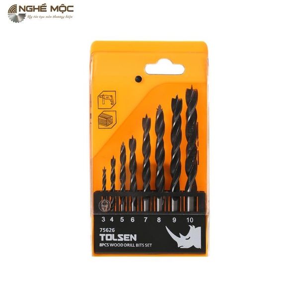 BỘ MŨI KHOAN GỖ 8 MÓN TOLSEN 75626