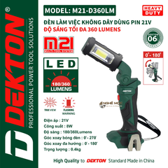 Đèn làm việc không dây dùng pin 21V DEKTON M21 - D360LM