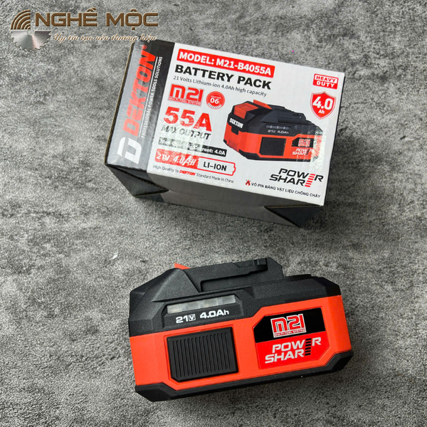 Pin 21V Lithium-ion Dekton dung lương cao 4.0Ah Chân pin phổ thông M21-B4055A