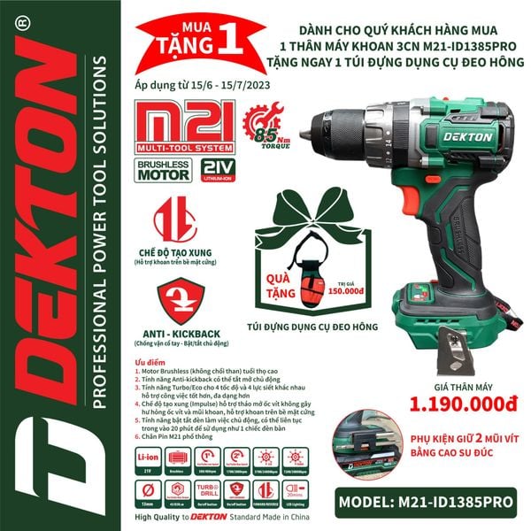 Máy Khoan Pin Dekton M21-ID1385PRO 2023 version