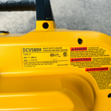 Thông tin máy hút bụi khô ướt DEWALT DCV580H được in trên sản phẩm