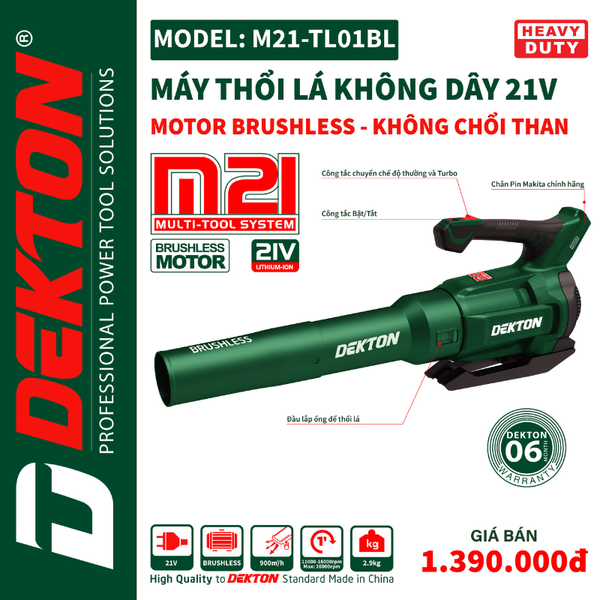 Máy Thổi Lá Dùng Pin Dekton M21-TL01BL