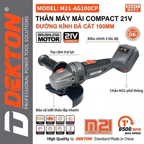 Máy Mài Góc Dùng Pin Dekton M21-AG100CP