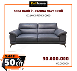  SOFA DA BÒ Ý - CATONA NAVY 3 CHỖ 