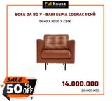  SOFA DA BÒ Ý - BARI SEPIA COGNAC 1 CHỖ 