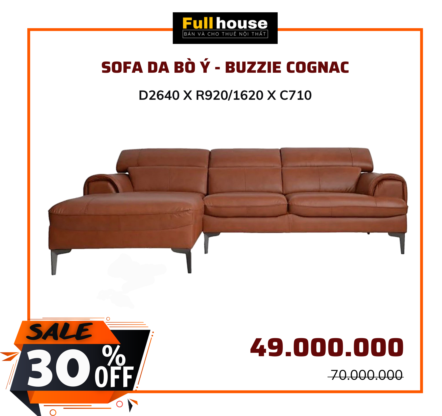  SOFA DA BÒ Ý - BUZZIE COGNAC 