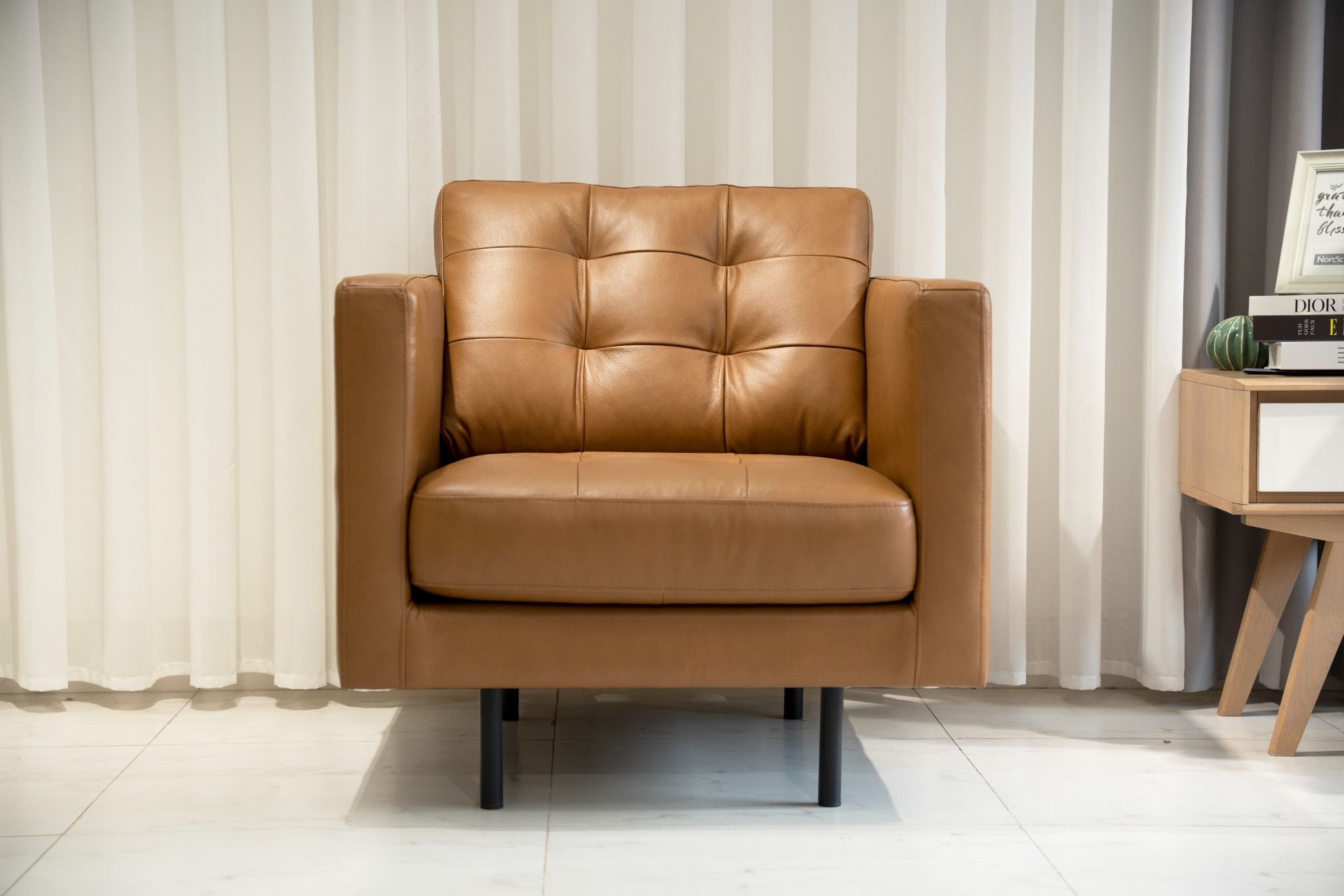  SOFA DA BÒ Ý - BARI SEPIA PALOMINO 1 CHỖ 