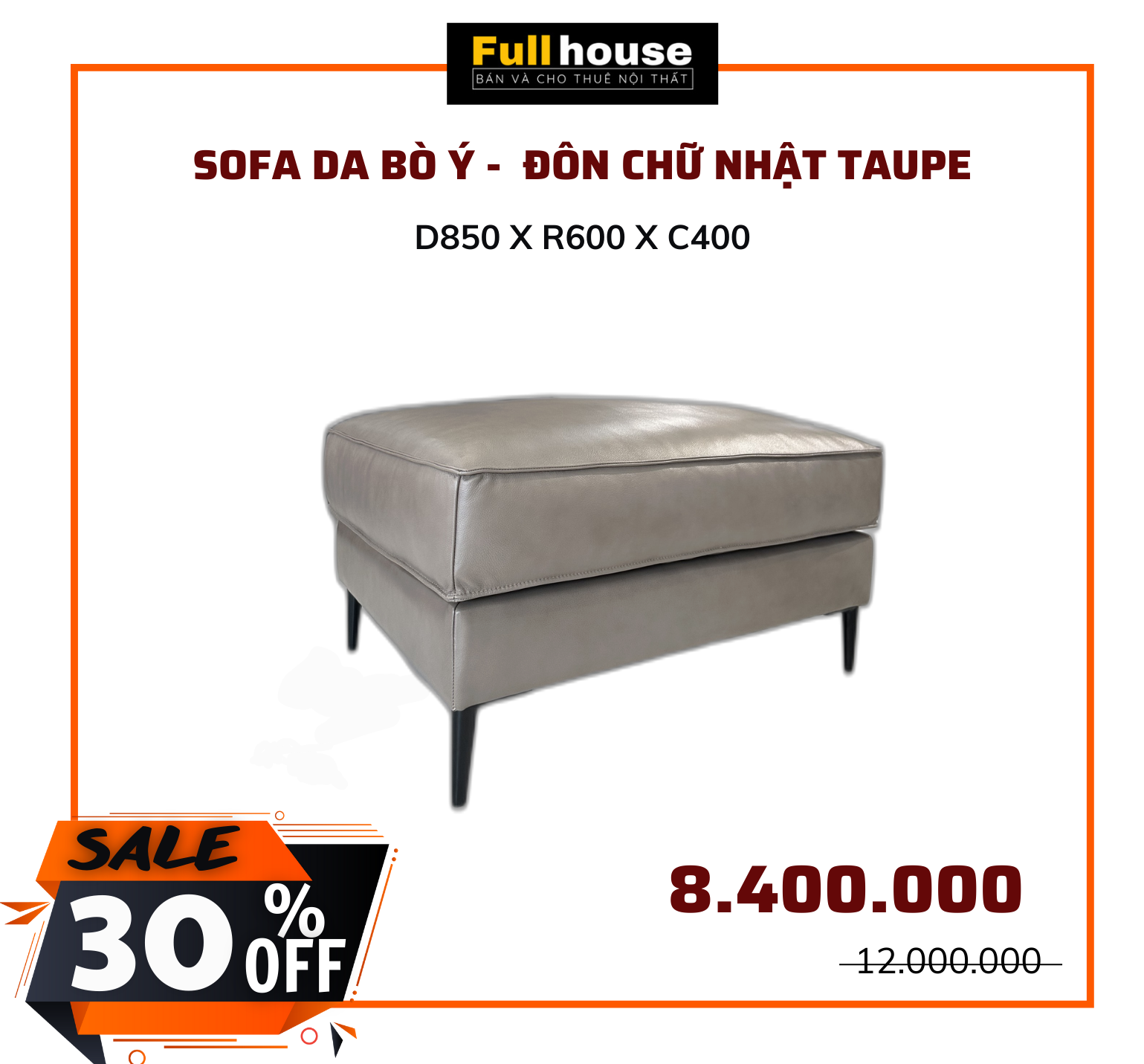  ĐÔN SOFA CHỮ NHẬT TAUPE 