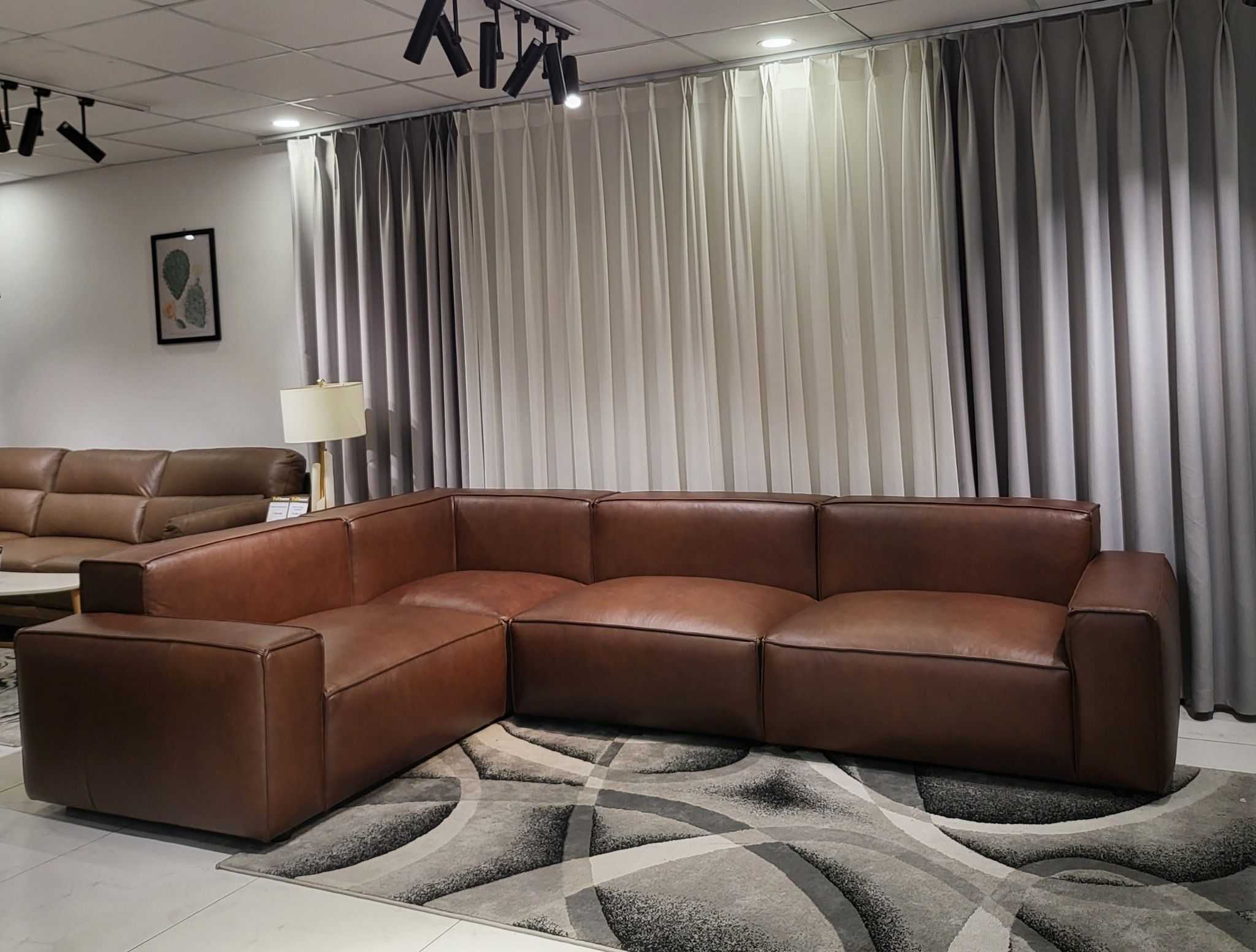  SOFA DA BÒ Ý - MILANO BROWN CHỮ L 