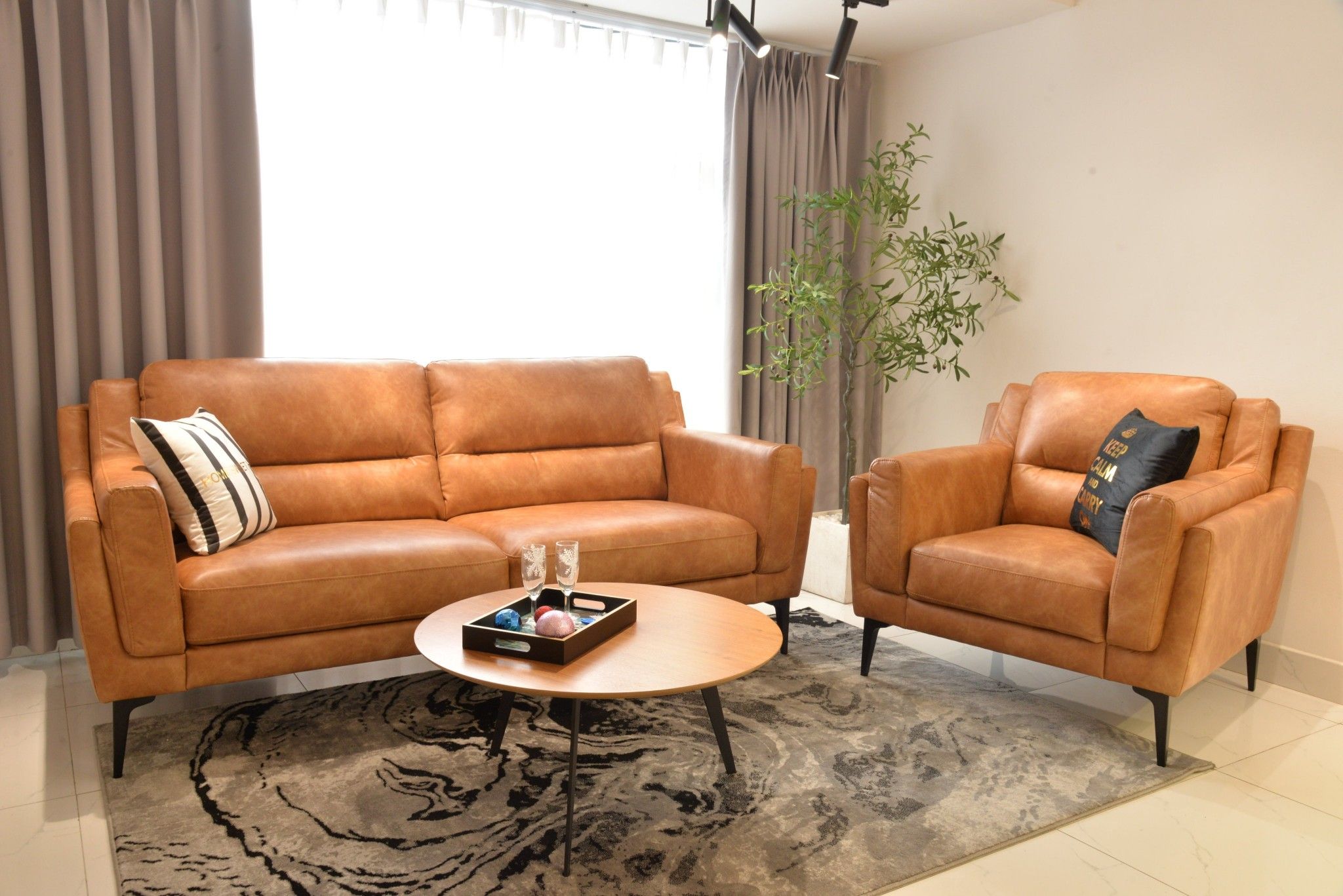  SOFA ĐƠN DA CÔNG NGHIỆP - COWBOY COGNAC 