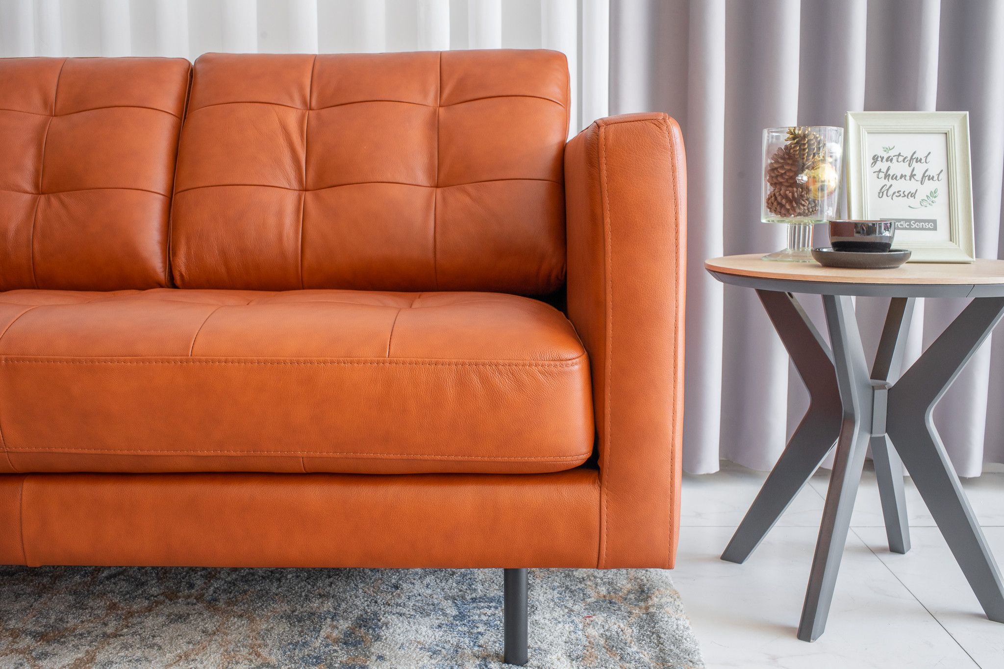  SOFA DA BÒ Ý - BARI  SEPIA COGNAC 3 CHỖ 