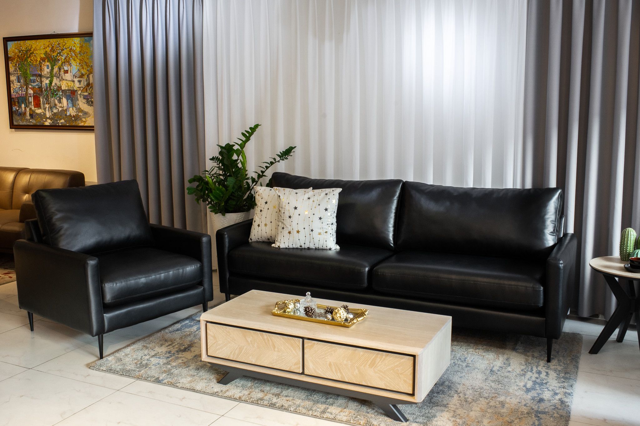 SOFA DA CÔNG NGHIỆP - BLACK
