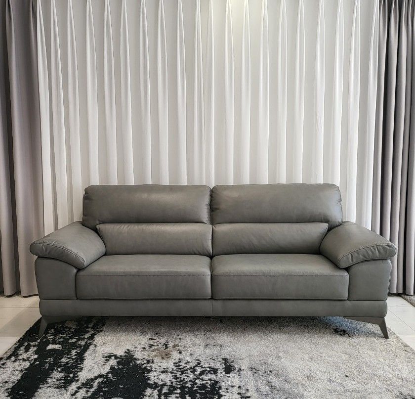  SOFA DA BÒ Ý - CATONA GREY 3 CHỖ 