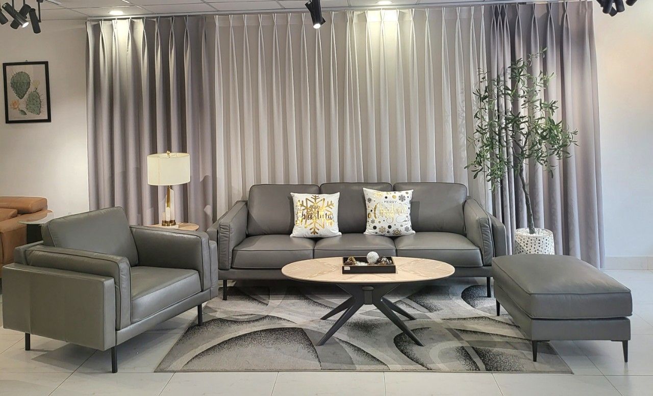  SOFA DA BÒ Ý -  CHARMINGTON GREY 3 CHỖ 