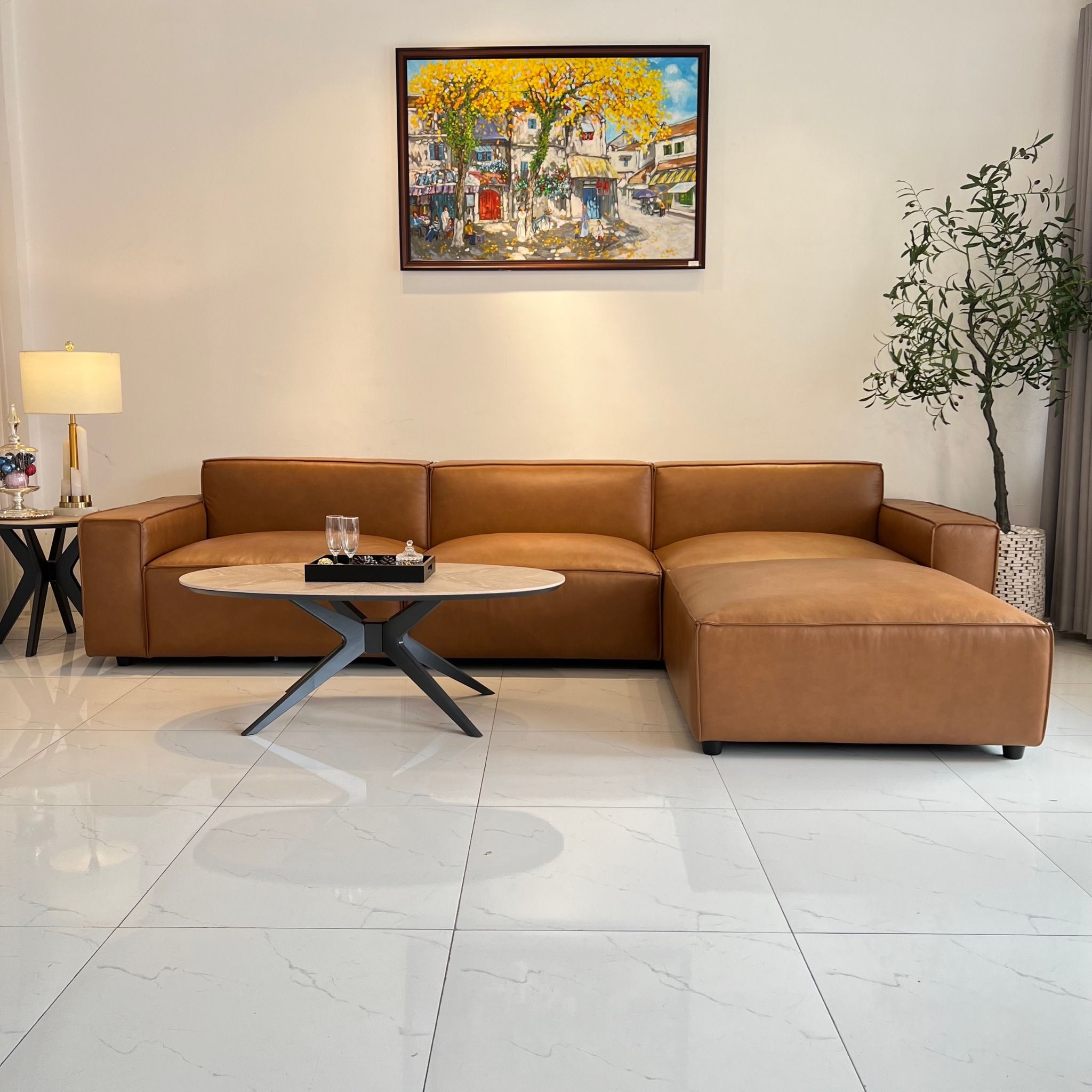  SOFA DA BÒ Ý - MILANO PLOMINO 3 CHỖ 