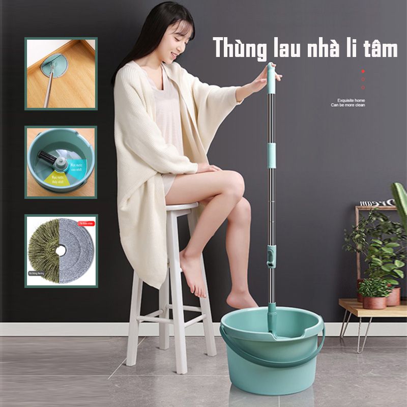 Thùng lau nhà ly tâm chính hãng - Saleday! Công nghệ giặt vắt tự nâng thông minh! Nhẹ nhàng không tốn sức - SKU 09-LAUNHA2