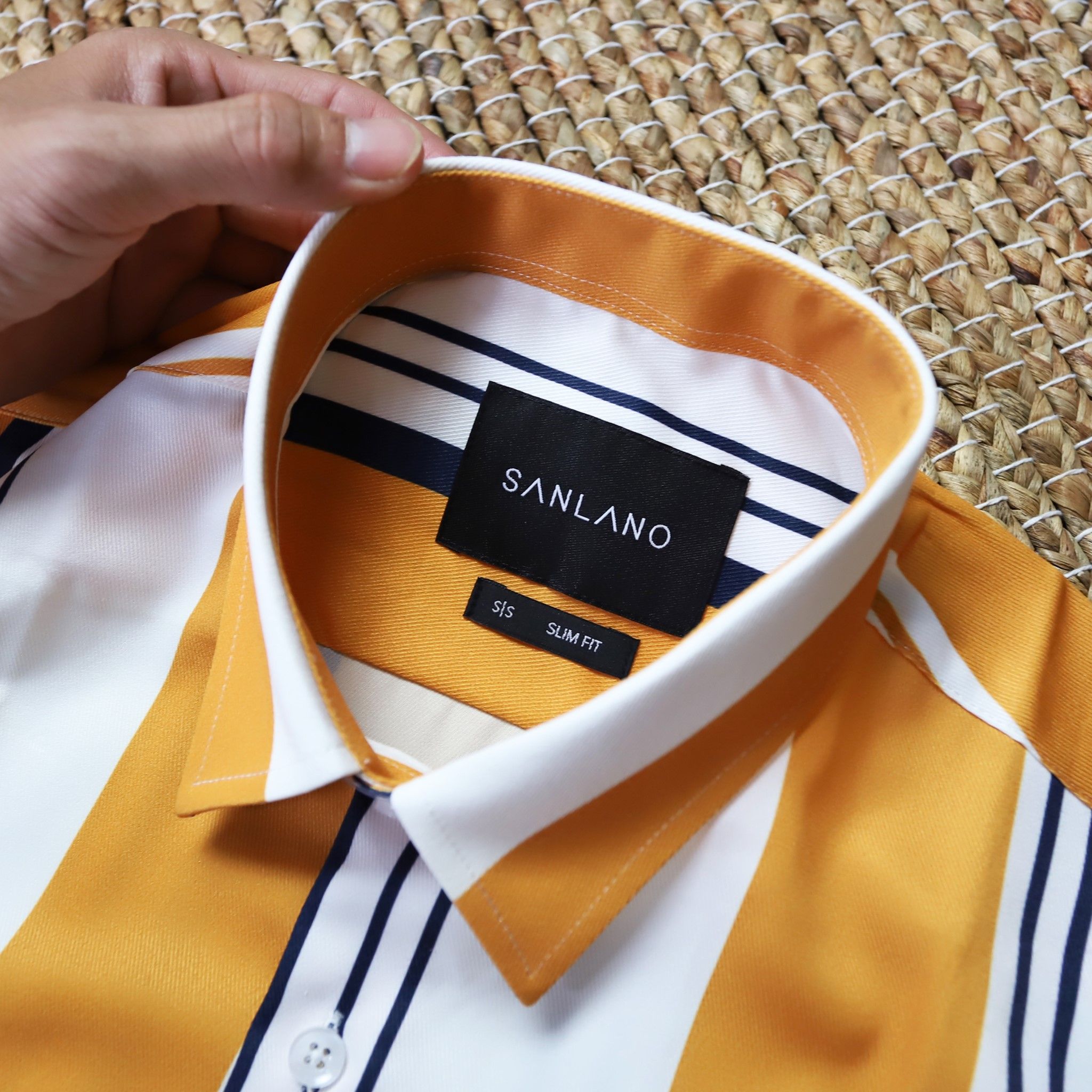 Sơ Mi SANLANO Ngắn Tay Sọc Vàng 54