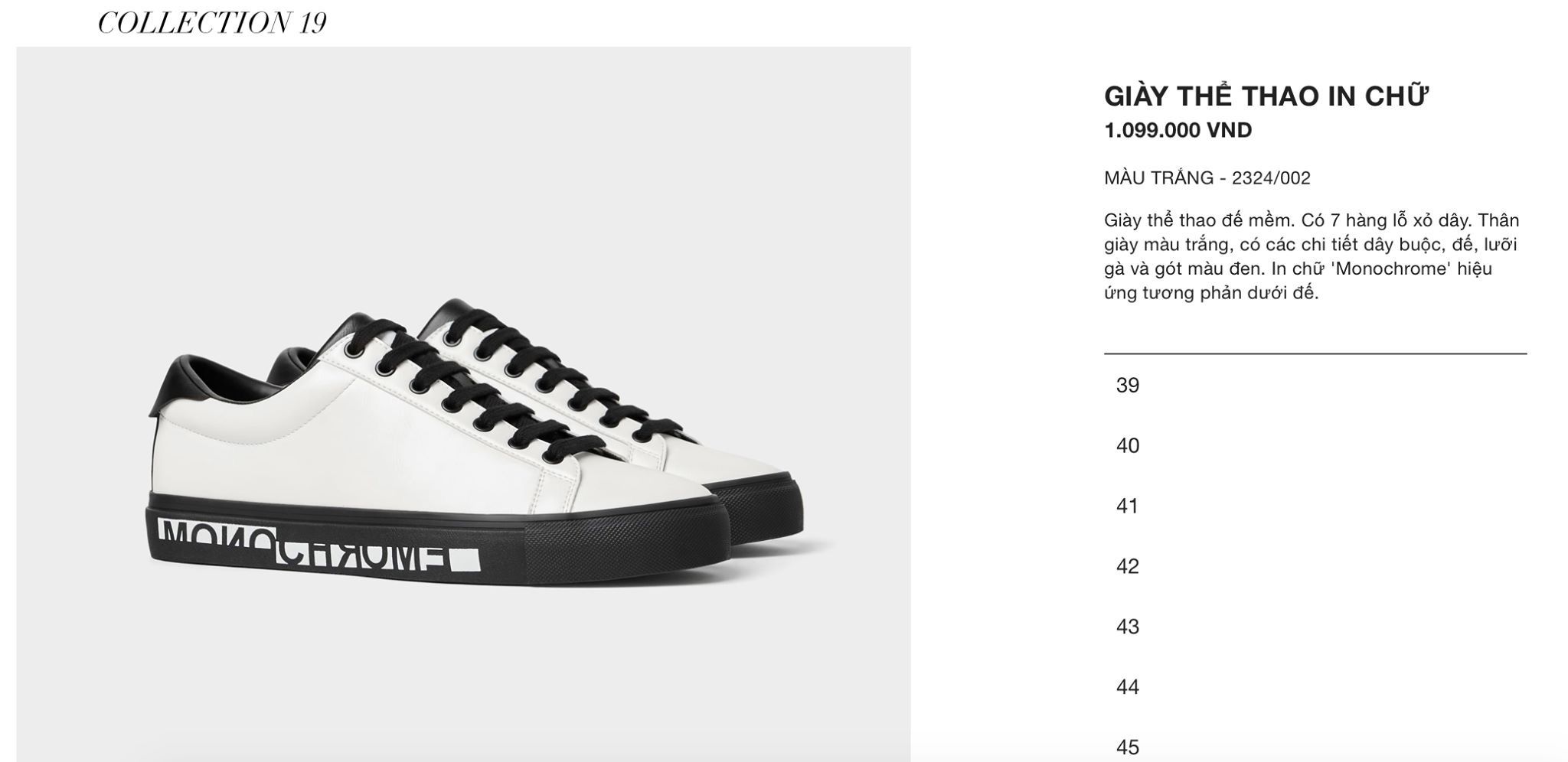 Sneaker ZR đế in chữ Trắng