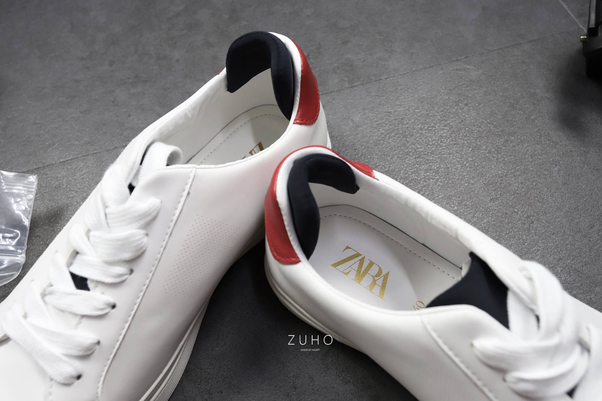 Sneaker ZR Trắng đục lỗ gót Đỏ Đen (có big size)