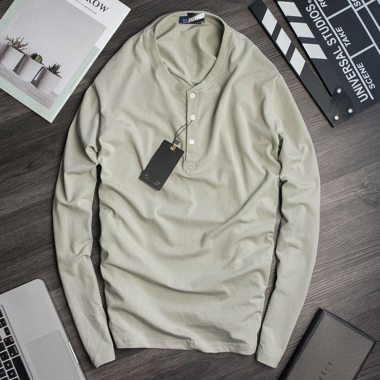 Áo thun SS tay dài henley