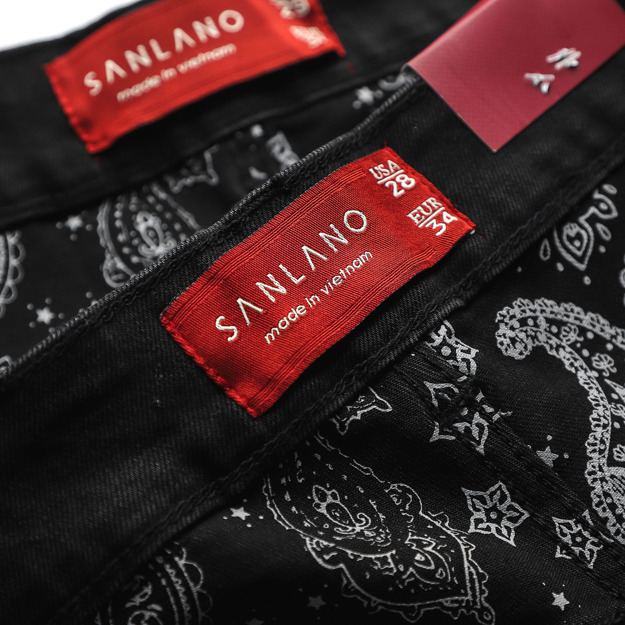 Jeans SANLANO Đen Lót Paisley