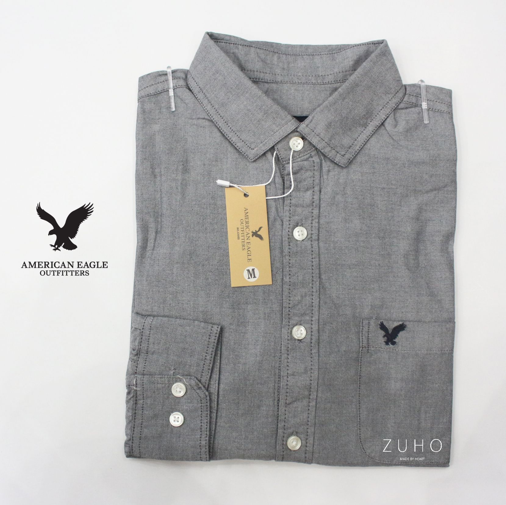 Sơ mi American Eagle Xám