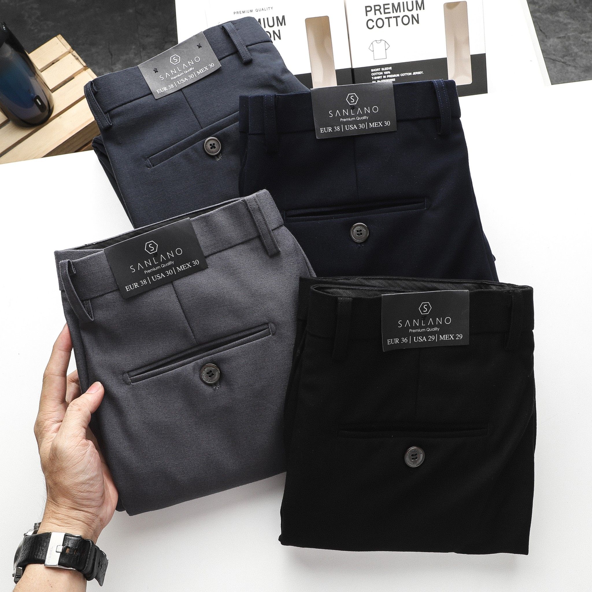 Quần tây Sanlano Cropped Gập gấu Xếp ly