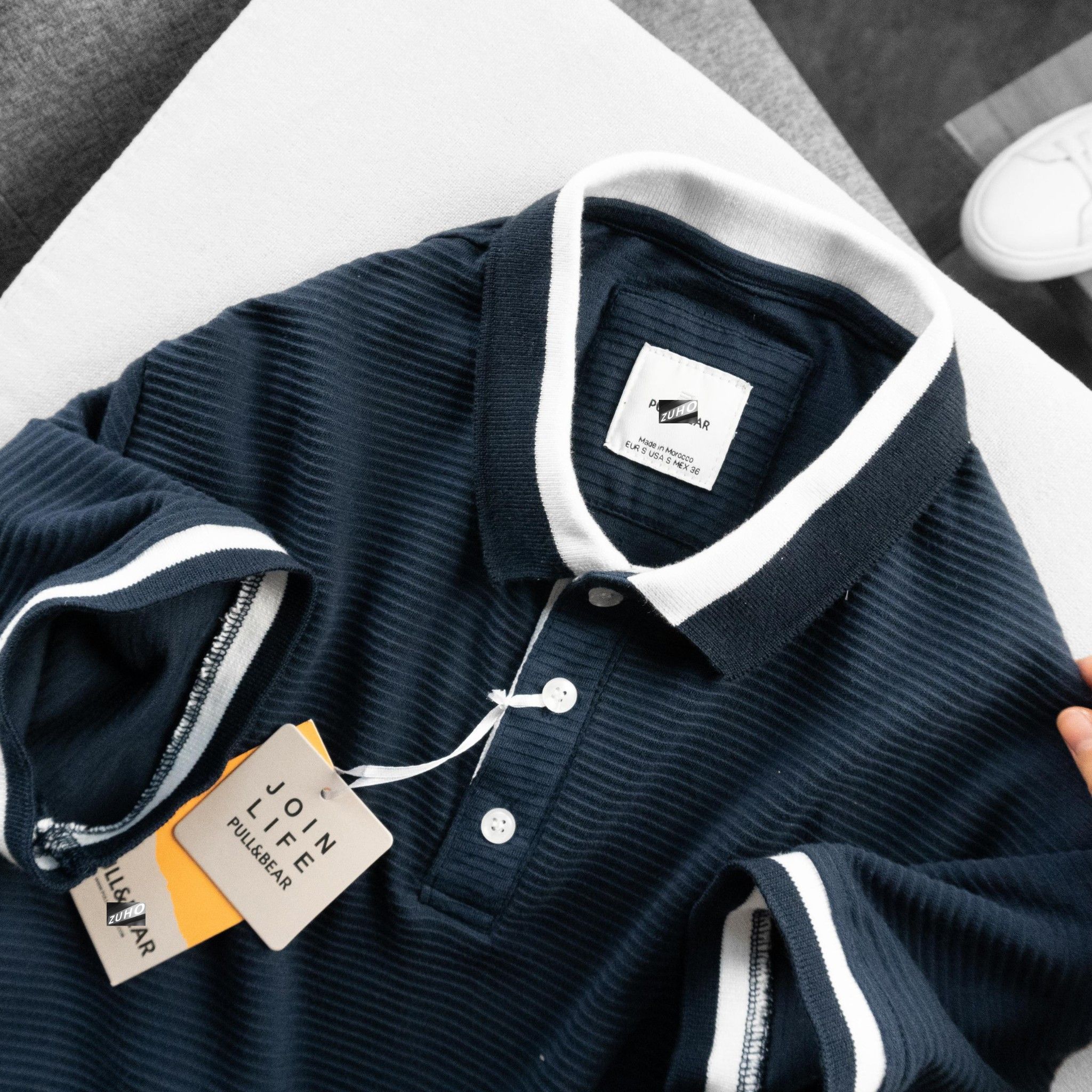 Polo PB cotton dệt vân ngang
