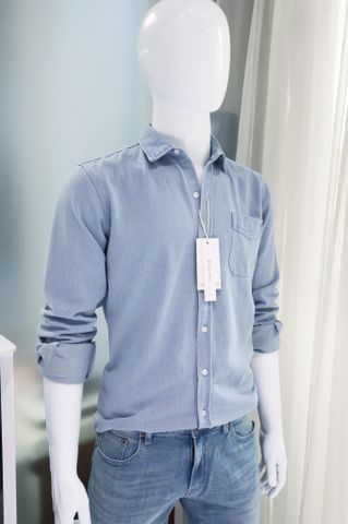  Sơ mi SANLANO Denim 1 túi 23 Xanh Nhạt 