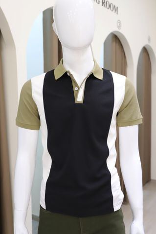  Polo SANLANO Colorblock Đen Olive 