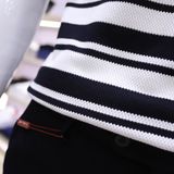 Polo SANLANO sọc Đen Trắng