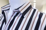 Sơ mi SANLANO stripe & printed 66 Đen Nâu