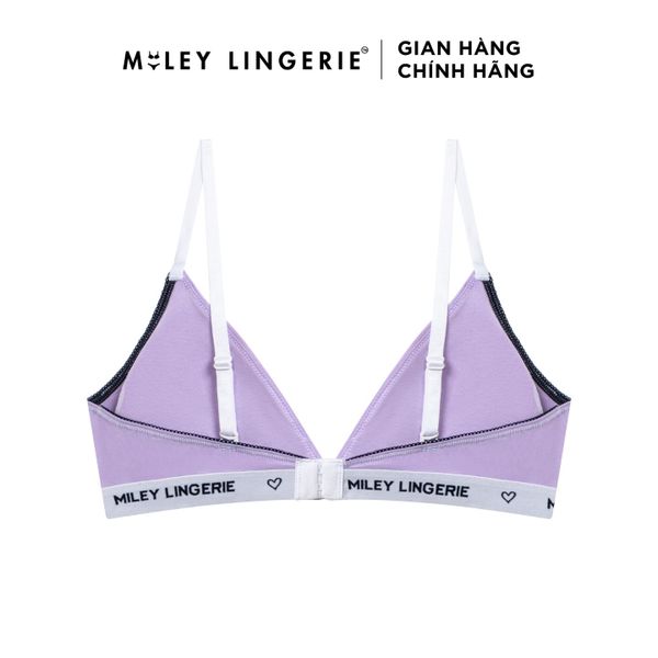 Bộ Áo Ngực Mút Mỏng Thời Trang Không Gọng Viền Lưng Logo Và Quần Đồng Bộ Cotton Thiên Nhiên BeingMe Purple Miley Lingerie