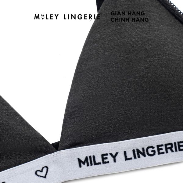 Bộ Áo Ngực Mút Mỏng Không Gọng Cotton Tự Nhiên Và Quần Viền Lưng Logo Color Xám Đậm BeingMe Miley Lingerie