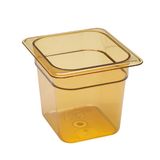 Amber High Heat Plastic Food Pan 1/6