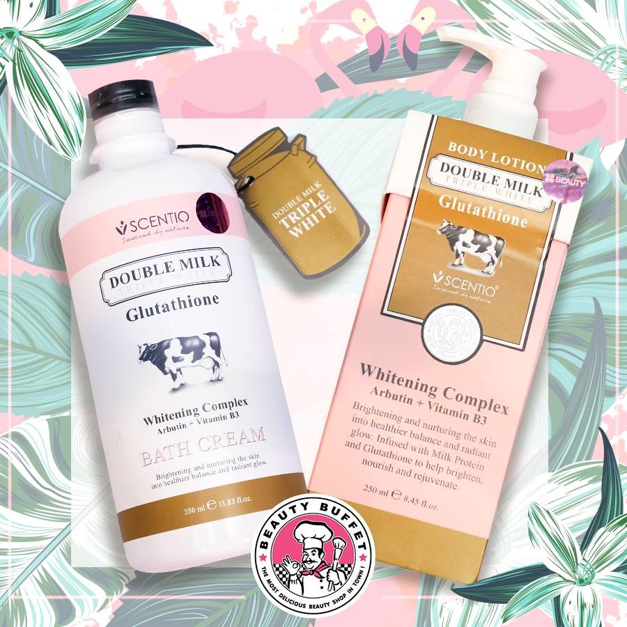 Combo Sữa tắm và Dưỡng thể trắng da Scentio Double Milk Triple White + Tặng Muối tắm Milk Plus 300g