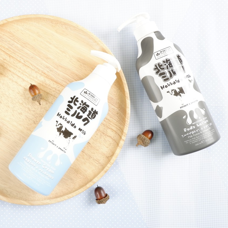 Combo Sữa dưỡng thể và Sữa tắm dưỡng ẩm và sáng mịn da Hokkaido Made In Nature 450ml/chai