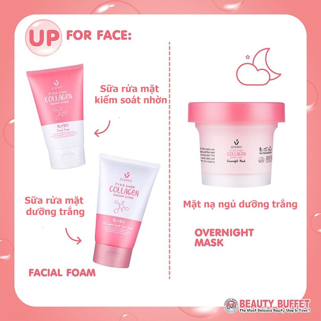 Sữa rửa mặt dưỡng trắng và săn chắc da Scentio Pink Collagen 100ml
