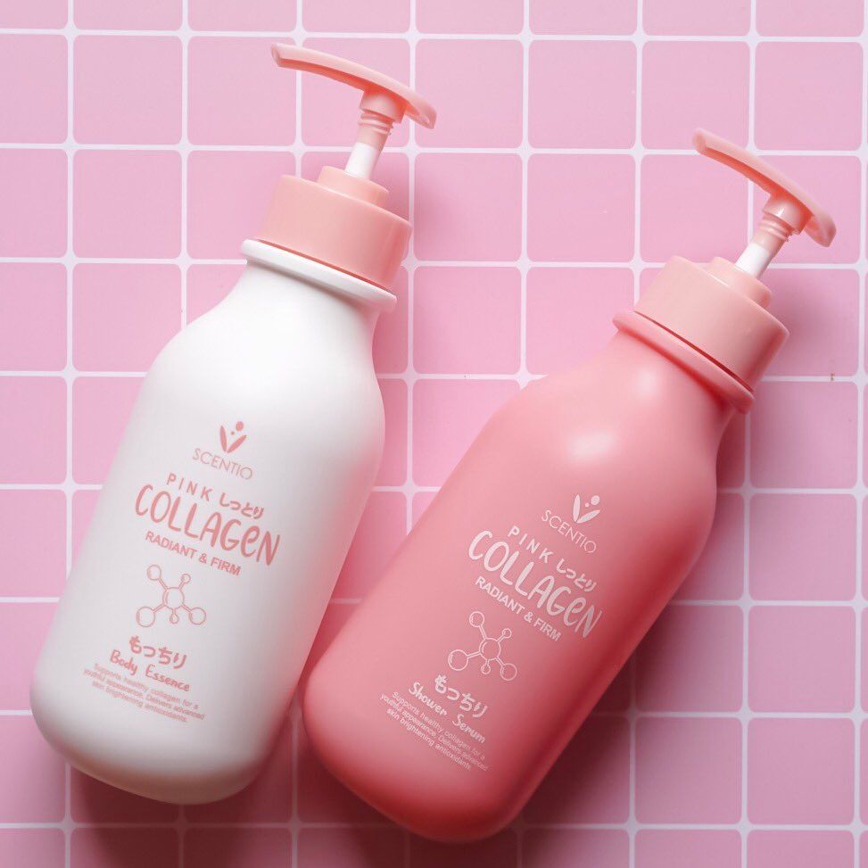 Sữa tắm dưỡng trắng và sáng mịn da Scentio Pink Collagen Shower Serum 350ml