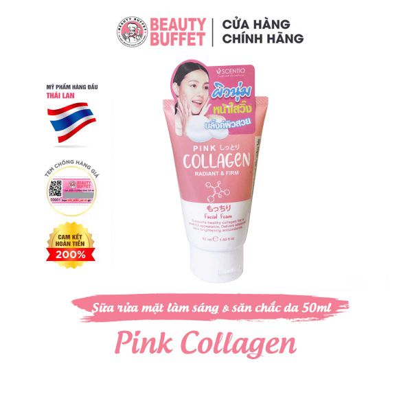 Sữa rửa mặt dưỡng sáng và săn chắc da Scentio Pink Collagen Radiant & Firm Facial Foam 50ml