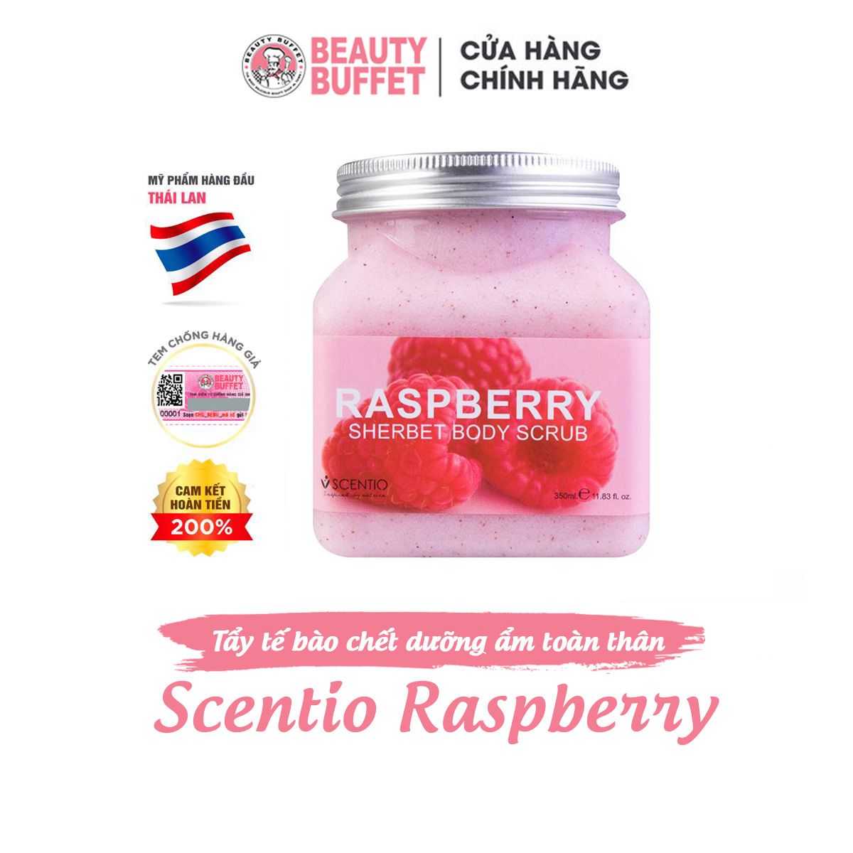 Tẩy tế bào toàn thân se khít lỗ chân lông từ quả mâm xôi Scentio Raspberry 350ml ( HSD: T8/2021)