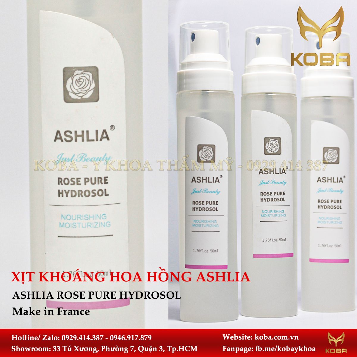 Xịt Khoáng Hoa Hồng Ashlia Rose Pure Hyrosol (Pháp)