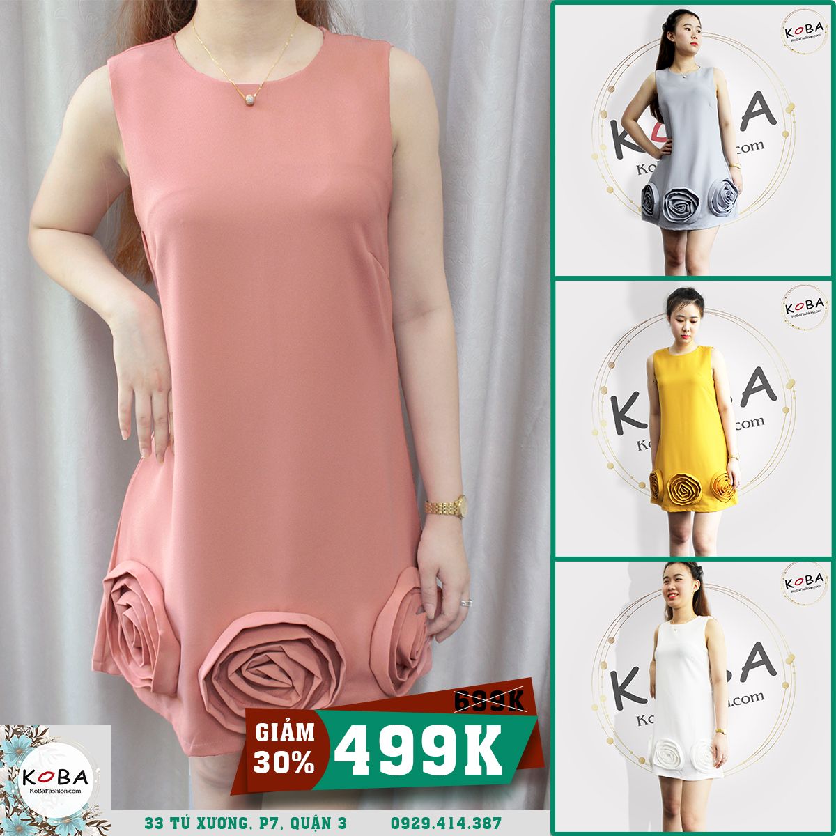Đầm váy chữ A Hoa Vải Thanh Lịch