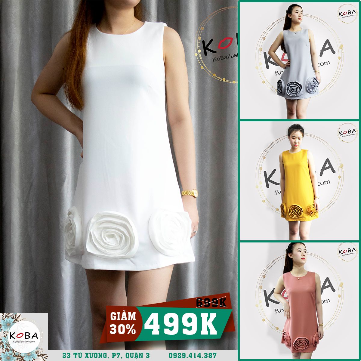 Đầm váy chữ A Hoa Vải Thanh Lịch
